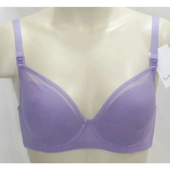 Le Mystere 511 Mama Mia‎ Nursing Maternity Underwire Bra 32D Sugar Plum Lavender - Picture 1 of 4